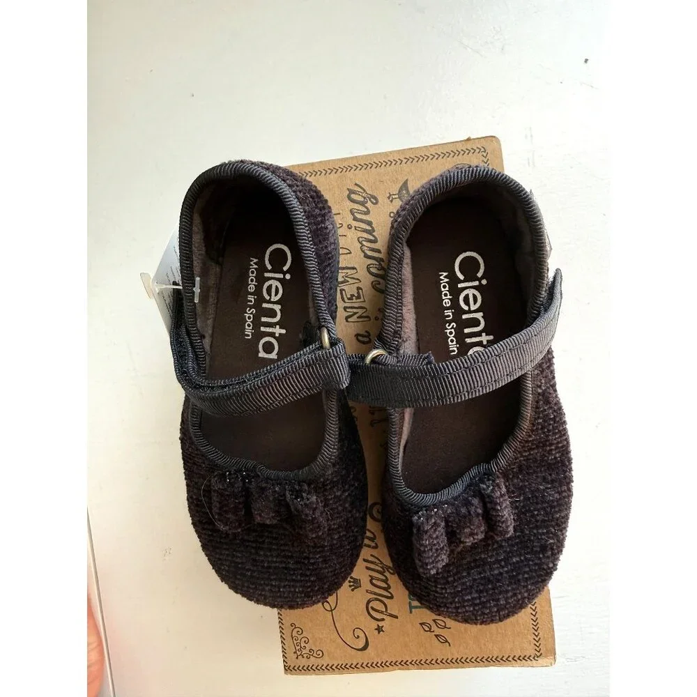 NWB Cienta Baby Girl Shoes Mary Janes Black Size EU 23 US 6.5 [jb]